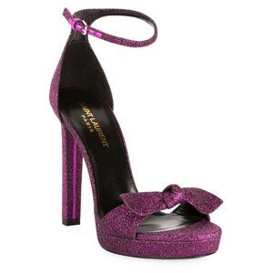 SAINT LAURENT SHOES HALL GLITTERED PLATFORM SANDALS sz IT 40 US 9.5